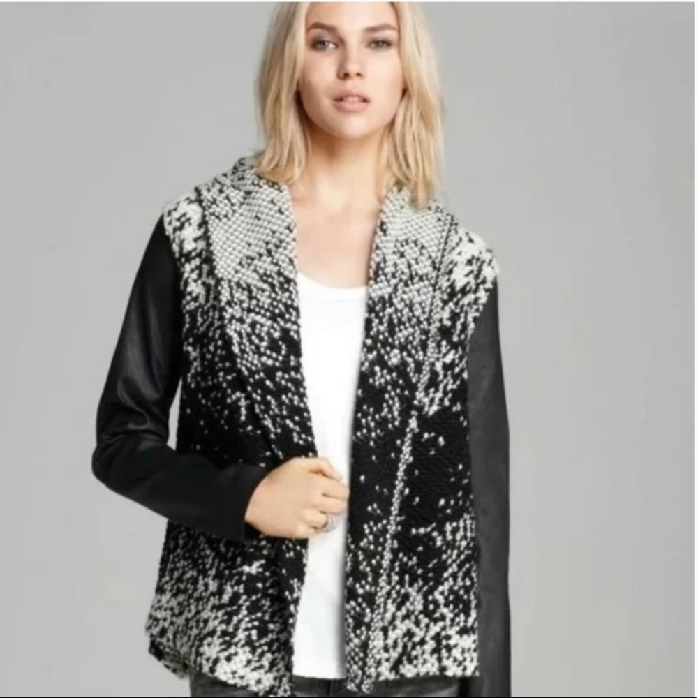 Dolce Vita Cardigan with Faux Leather Sleeves